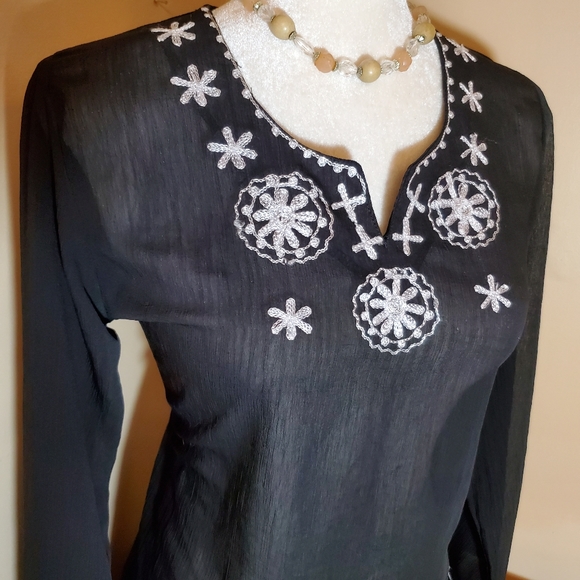 Sante Classics Long Sheer Boho Blouse Size M - Picture 2 of 4